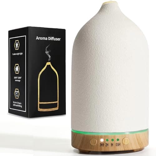 BOXING Essential Oil Diffuser, 3 in 1 Aromatherapy Diffusers for Home Large Room, 7 Colors of Night Light and Quiet for Bedroom, Fragrant Scent & Ceramic Gift Idea, Timer, Auto Shut-Off, 100ML, White
