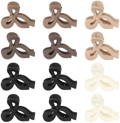 Molans 12PCS Mini Bow Claw Clips for Women - Molans 1.8 inch Stylish Small Hair Clips Clamps for Kids, Jaw Clips Stays In Place Without Pulling or Snagging, Durable & Sturdy Plastic for Thin Hair
