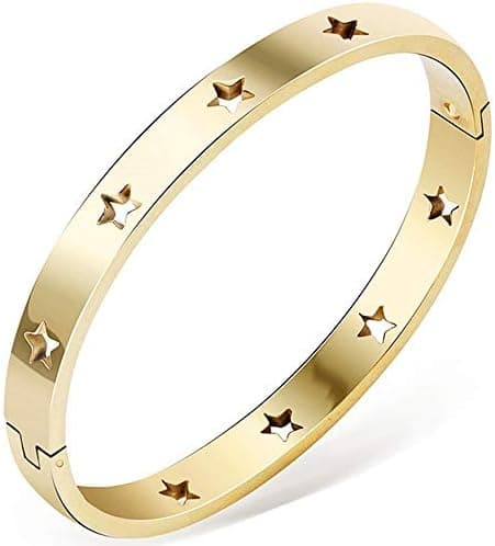 Jude Jewelers Stainless Steel Stars Open Clasp Classical Plain Bangle Bracelet