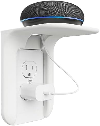 WALI Outlet Shelf Wall Holder, Bathroom Shelf up to 10lbs Standard Vertical Duplex Wall Organizer for Smart Home Decor Space Saving Power Tools, Toothbrush (OLS001-W), 1 Pack, White