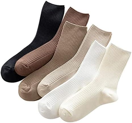 MarJunSep Womens Cute Crew Socks Neutral Cotton Slouchy Loafer Boot Dress Socks Women Girls Granola Essentials