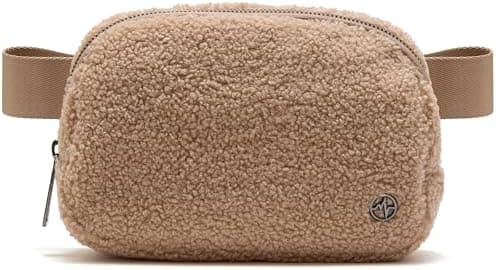 Pander Fanny pack Everywhere Fleece Belt Bag for Women and Men with Adjustable strap Belt, 1L. (Tan)