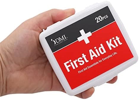 DMI First-Aid Kit, Mini 20-Piece Kit, Small and Compact All-Purpose Use for Minor Cuts and Scrapes, Durable Water-Resistant Case, Convenient and Portable, FSA & HSA Eligible