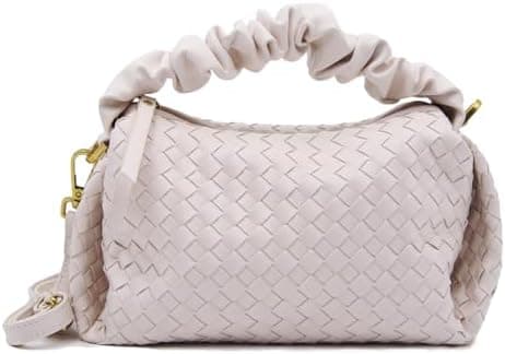 wxvvfel Small Woven Purses, Designer Crossbody Bags for Women Vegan Leather Bags Evening Woven Handbag Clutch
