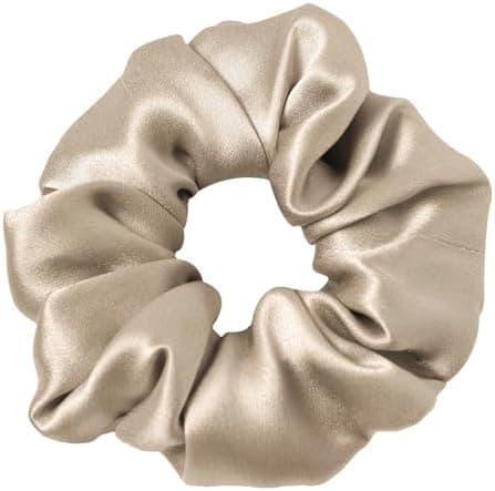 LILYSILK Silk Hair Scrunchies / Ties for Frizz & Breakage Prevention, 100% Mulberry, No Damage, Elastic ponytail Holders, 1Pc, Coffee