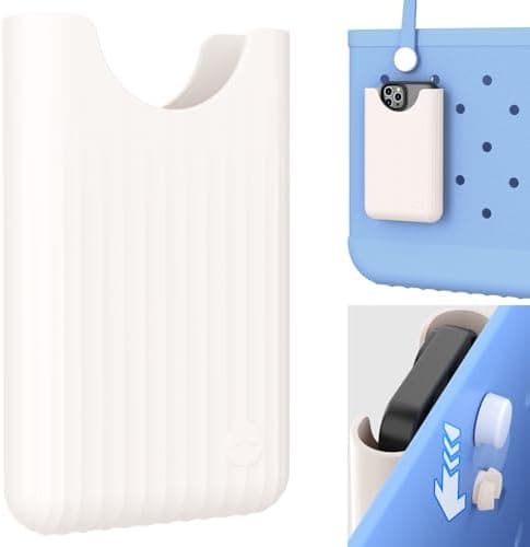 OUTXE Phone Holder Insert for Bogg Bag, Cell Phone Holder Button Accessory with Locking Buckle Compatible with L/XL/Original/Baby Bogg & Simple Modern Bag, No More Digging for iPhone (Cream)