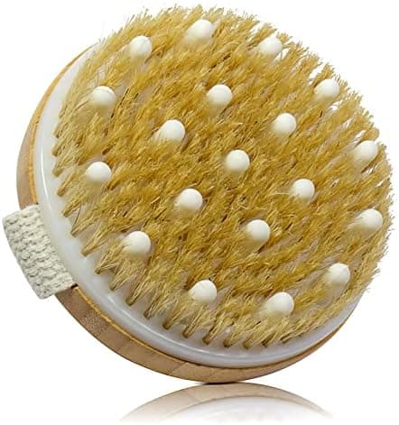 Bamboo Dry Body Brushes,Dry Body Scrubber for Dry Skin, Blood Circulation, Cellulite Treatment,Drying Brush Suitable for All Kinds of Skin with Soft and Stiff Bristles