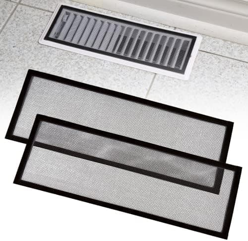 Homponent Floor Register Trap/Vent Mesh - 4 x10 Silicon Magnetic Air Vent Screen Cover, Easy Install Vent Bug Mesh Perfect for Wall/Ceiling/Floor Air Vent Filters. 2-Pack (4 x10, Black)