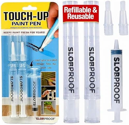 Slobproof Refillable Touch-Up Paint Pen, Mess-Free, Reusable Wall Paint Repair Tool, Precise Application, DIY Home Improvement, Furniture, Arts and Crafts, Patented Design, Easy Storage, Pack of 2
