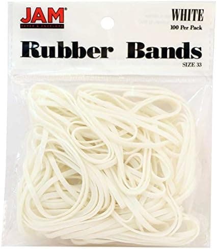 JAM PAPER Colorful Rubber Bands - Size 33 - White Rubberbands - 100/Pack