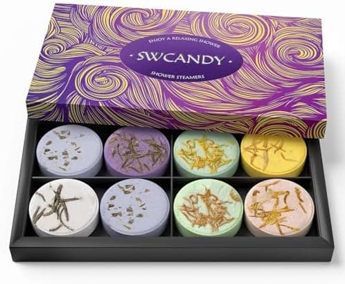 Shower Steamers Aromatherapy Birthday Gifts for Women - SWCANDY 8 Pcs Mothers Day Gifts, Mom Wife Her Adults Men Him Teen Self Care with Natural Essential Oils Relaxation Home SPA Travel Holidays