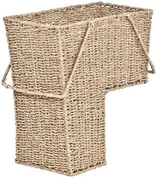 Trademark Innovations 15" Wicker Storage Stair Basket With Handles (Natural)