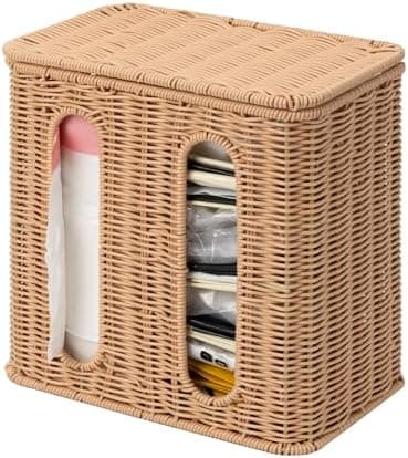 GRANNY SAYS Large Trash Bag Holder Dispenser, Wicker Grocery Bag Holder Adhesive, Extra Large Trash Bags Dispenser, Grocery Bags Organizer Cabinet, Kitchen Organizers and Storage