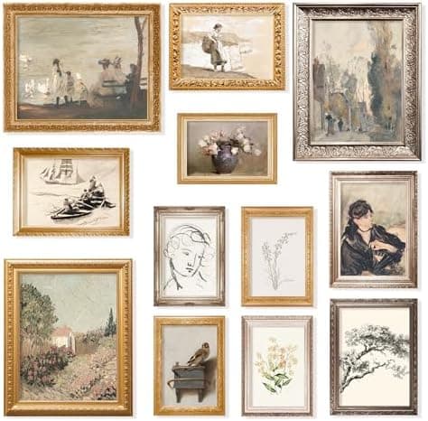 97 Decor Vintage Posters for Room Aesthetic - Vintage Art Prints for Wall Decor, Neutral Gallery Wall Art Lanscape Pictures French Decorations for Cozy Home Bedroom (Unframed)