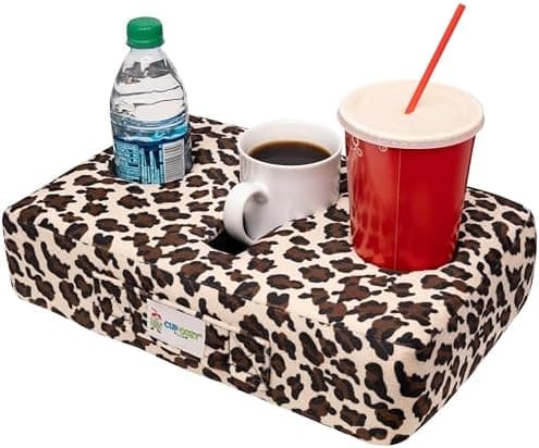 The Original Cup Cozy Pillow Gray-As Seen on TV-The World's Best Couch/Bed/Car Cup Holder for Drinks/Snacks/Remotes! (Cheetah Leopard)