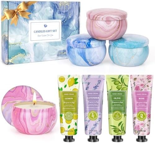 Gifts for Women - Candles Gift Set & Hand Cream Lotion Set (8 Pack), Ideal for Birthday Gift,Teacher Appreciation Gifts, Christmas Gift Set, Stocking Stuffers for Mom, Friend, Coworker